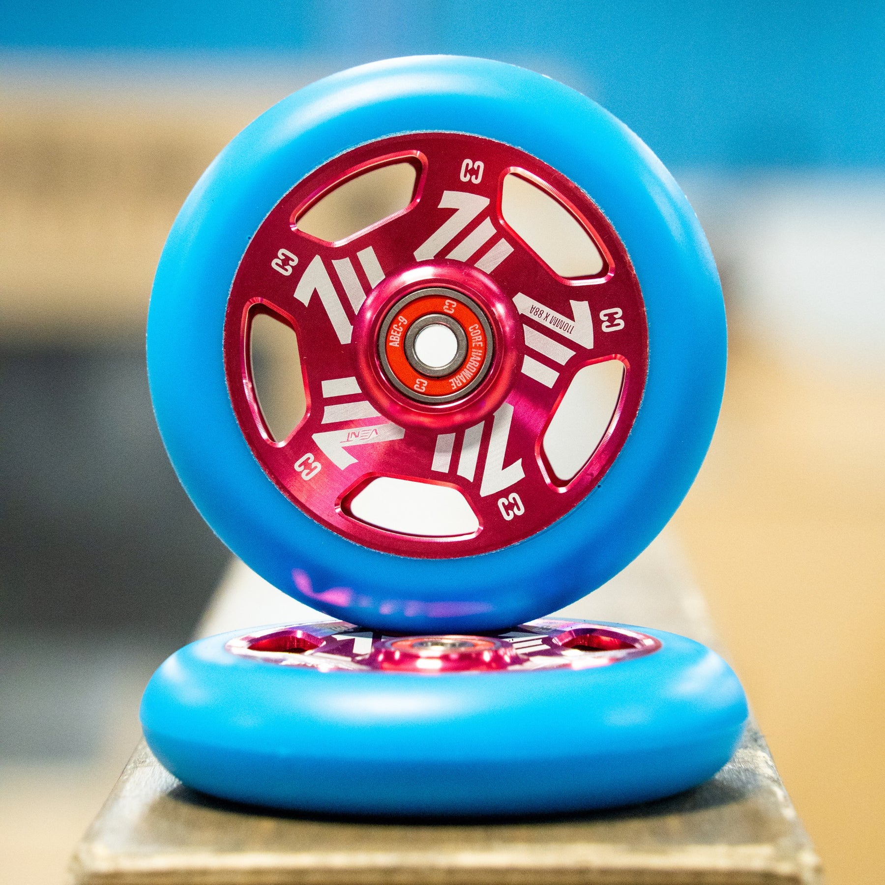 Vented Rims CORE Vent Hollow Scooter Wheel 110mm - Teal/Pink - CORE Action Sports