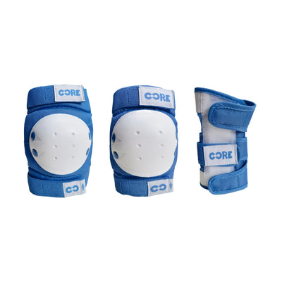 CORE Kids Junior Triple Pad Set (Knee/Elbow/Wrist) + Carry Bag - Blue