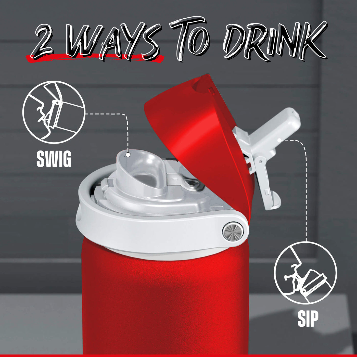 CORE Insulated Water Bottle, Dual Spout 750ml - Red