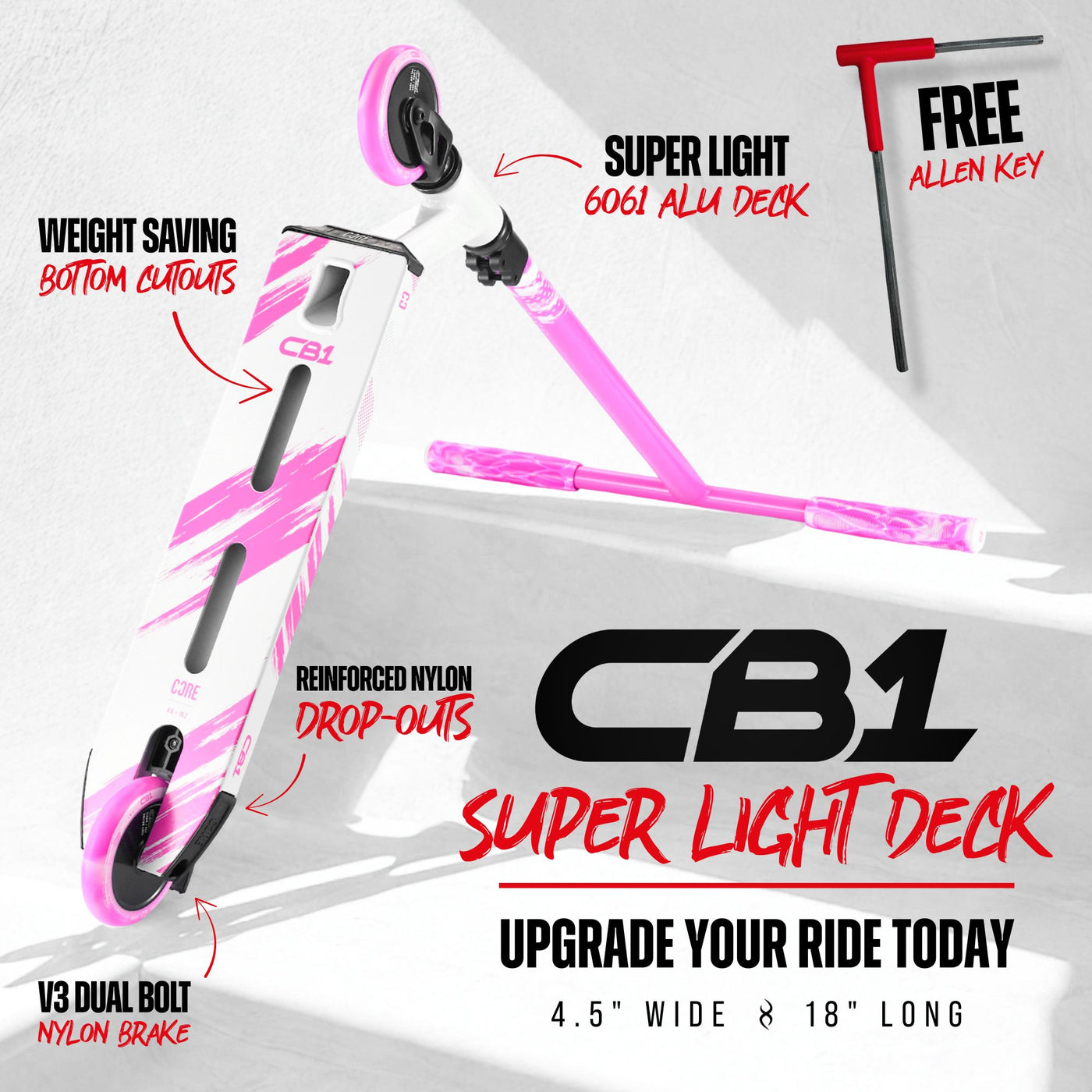 CORE CB1 Beginner Stunt Scooter - White/Pink