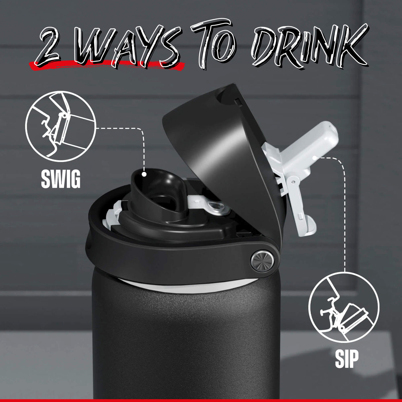 CORE Insulated Water Bottle, Dual Spout 750ml - Black