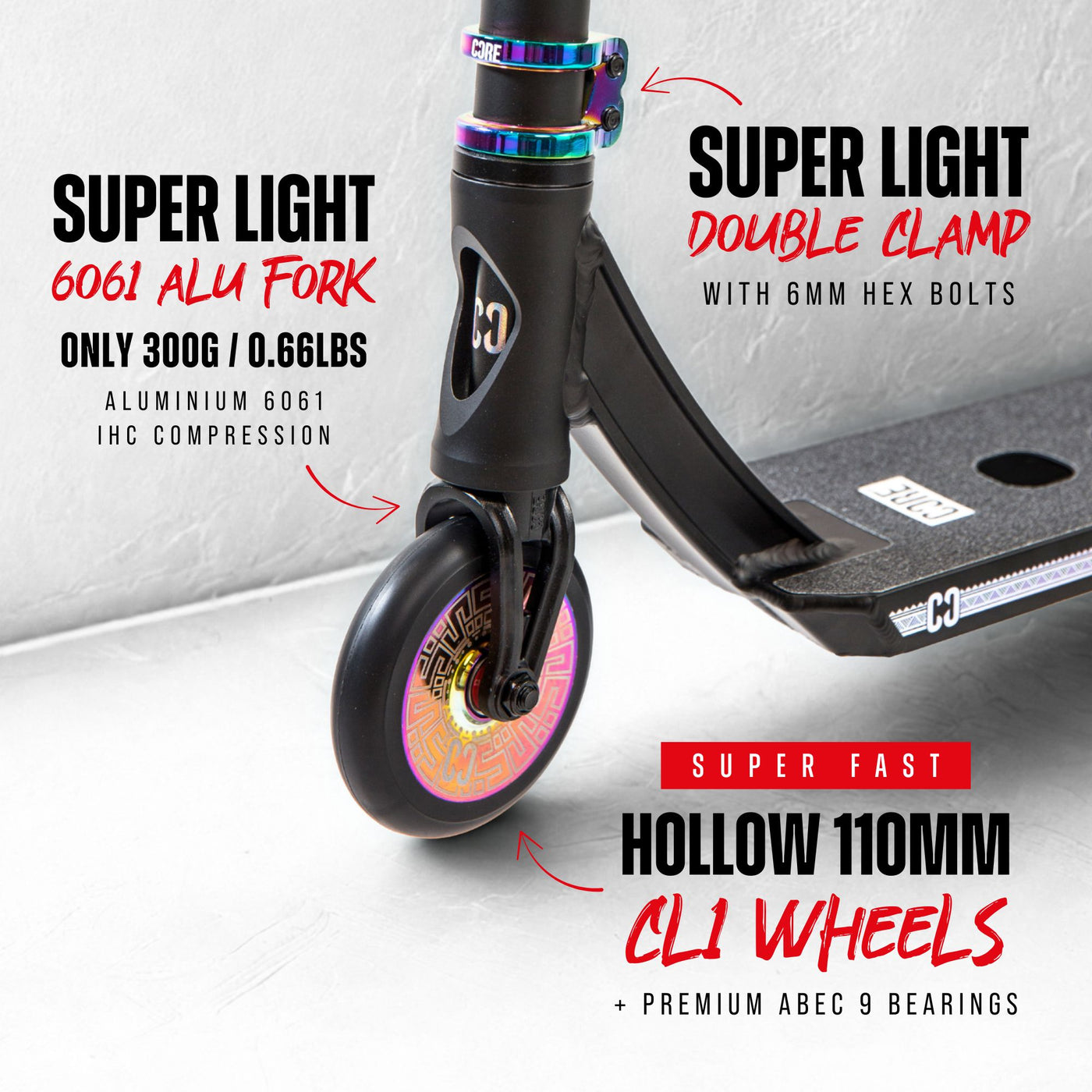 CORE CL1 Complete Stunt Scooter - Black/Neo LE