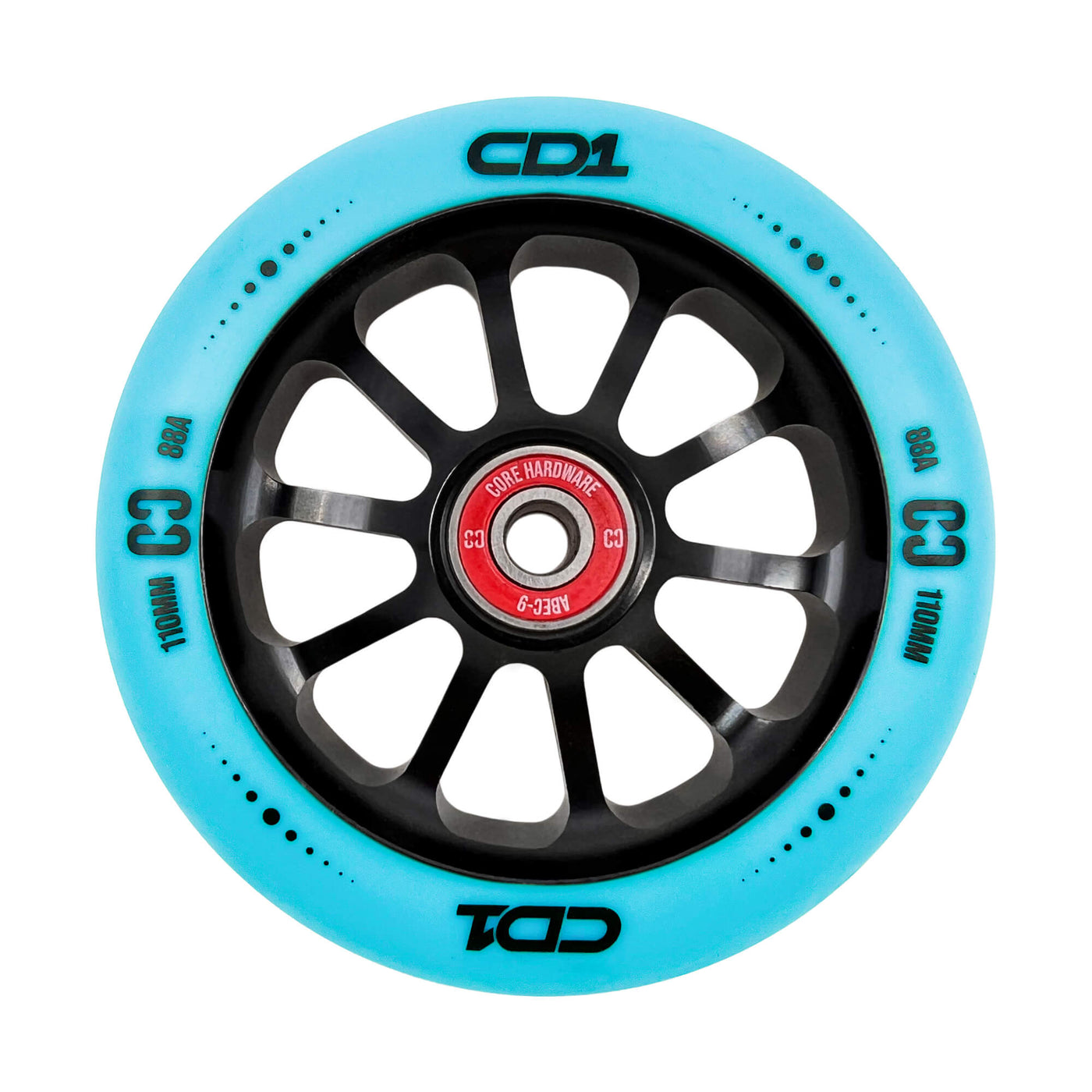 CORE CD1 Speichen-Stunt-Scooter-Rad 110 mm – Limettengrün/Blau