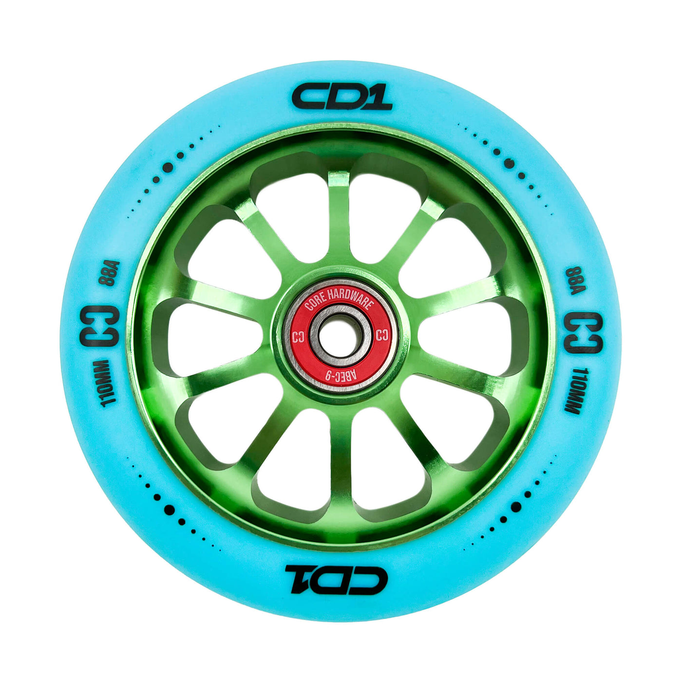 CORE CD1 Spoked Stunt Scooter Wheel 110mm -  Blue/Lime