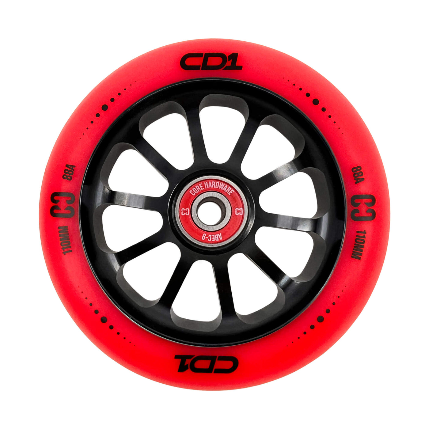 CORE CD1 Spoked Stunt Scooter Wheel 110mm -  Red/Black