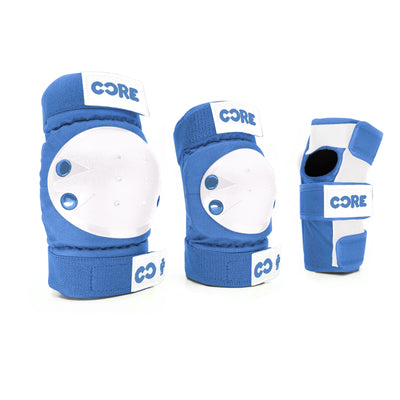 CORE Kids Junior Triple Pad Set (Knee/Elbow/Wrist) + Carry Bag - Blue