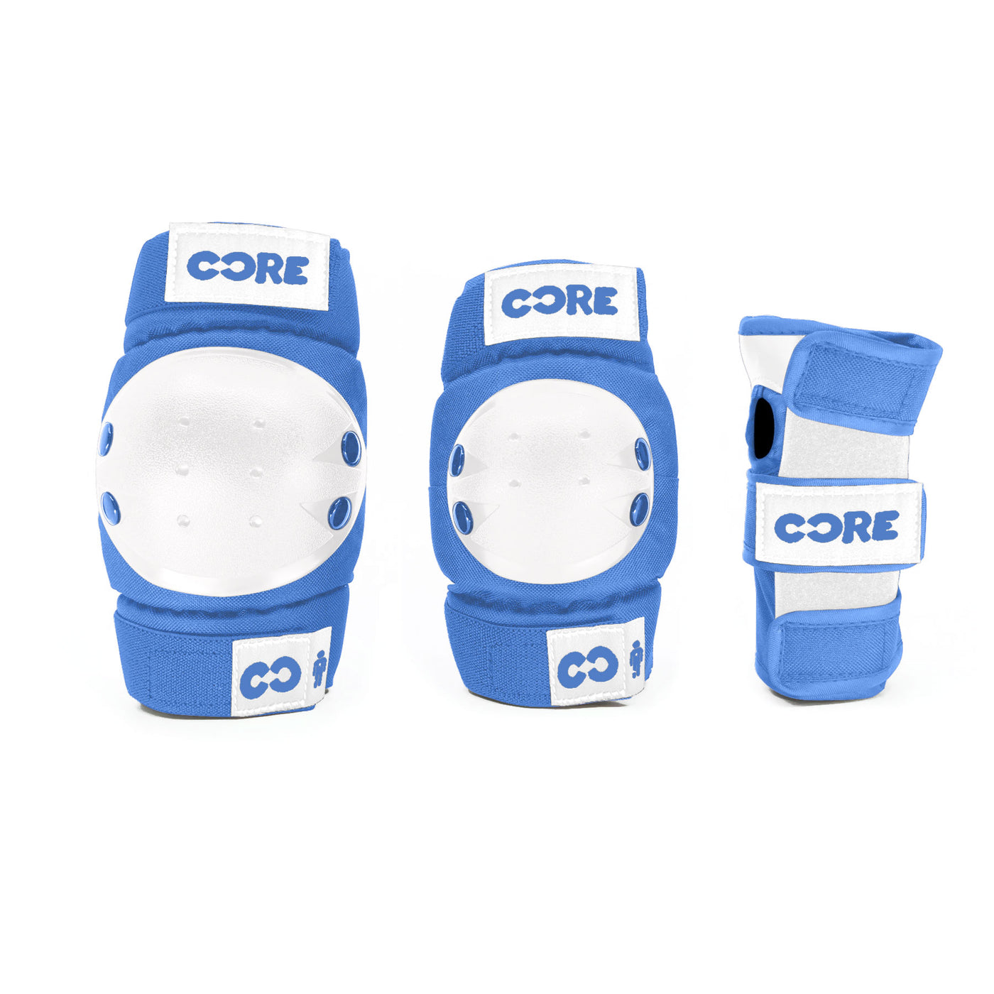 CORE Kids Junior Triple Pad Set (Knee/Elbow/Wrist) + Carry Bag - Blue