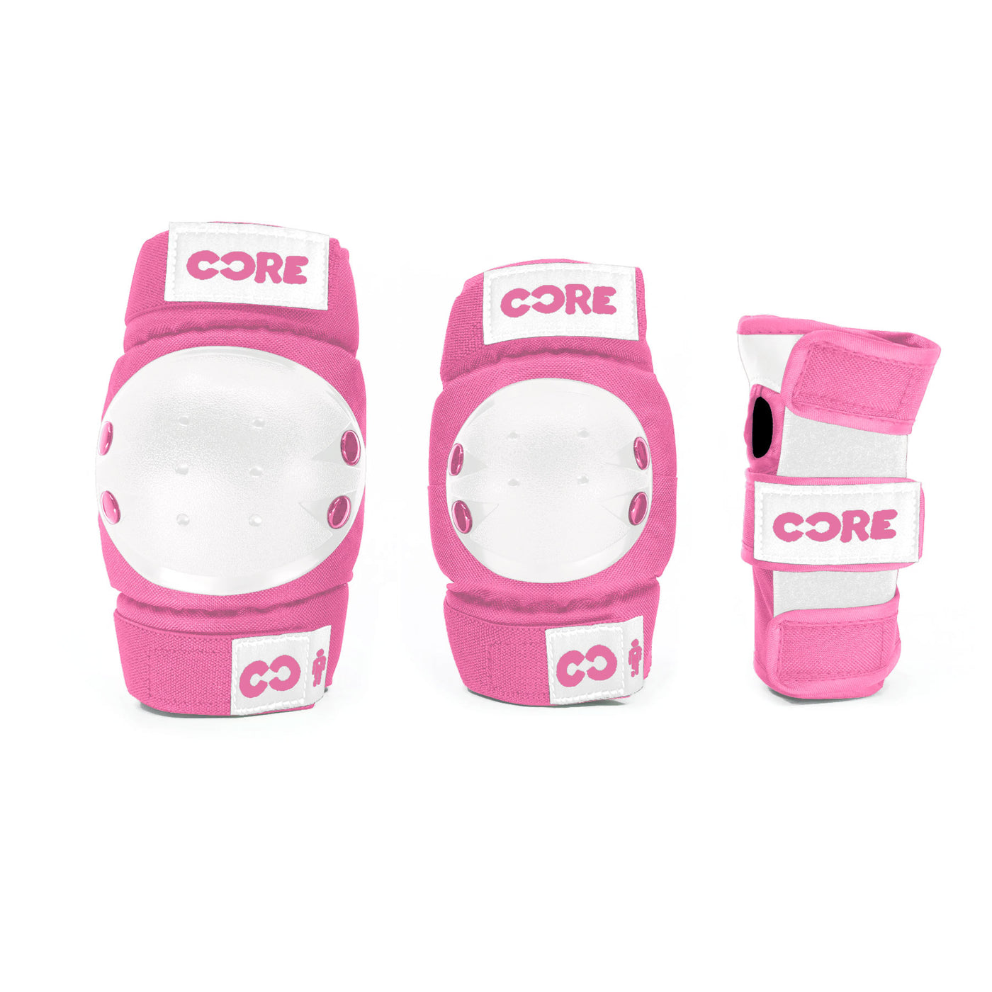 CORE Kids Junior Triple Pad Set (Knee/Elbow/Wrist) + Carry Bag - Pink