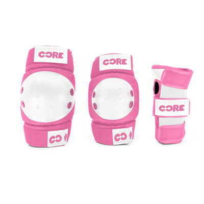CORE Kids Junior Triple Pad Set (Knee/Elbow/Wrist) + Carry Bag - Pink