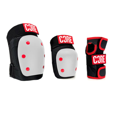 CORE Protection Skate Triple Pad Set - White (Knee/Elbow/Wrist)