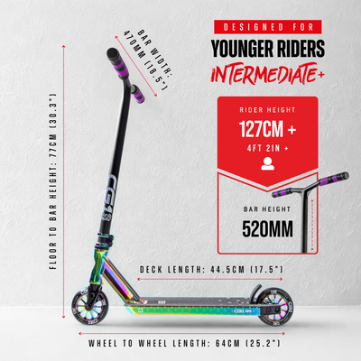 CORE CG1 Mini Complete Stunt Scooter Scooters for Kids Kick Scooter Blunt Prodigy MGP Madd Gear Scooter CORE_Scooters COREUK CL1Scooter MPG Scootersforkids Trick Scooters Rainbow Scooter Neo Chrome NeonChrome Mini Scoot Prodigy XS