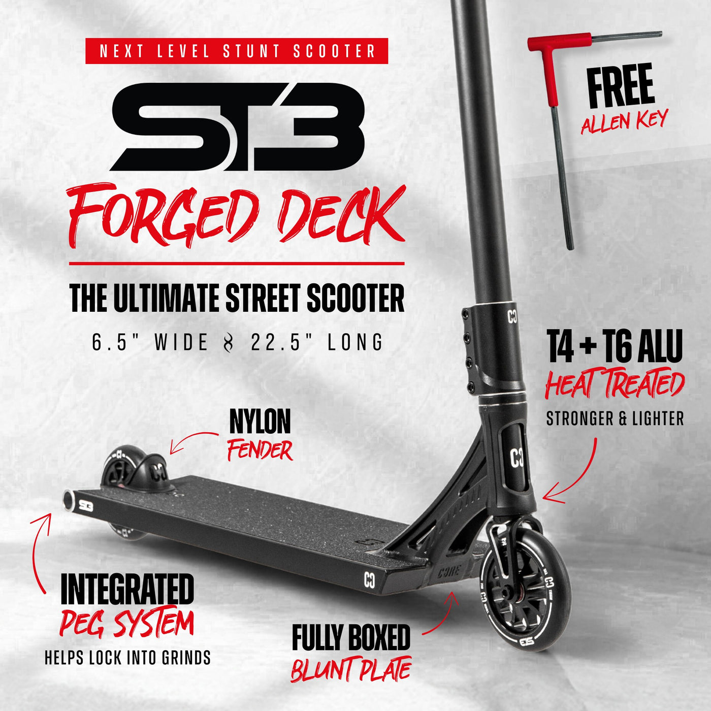 CORE ST3 Complete Stunt Scooter - Black - CORE Action Sports