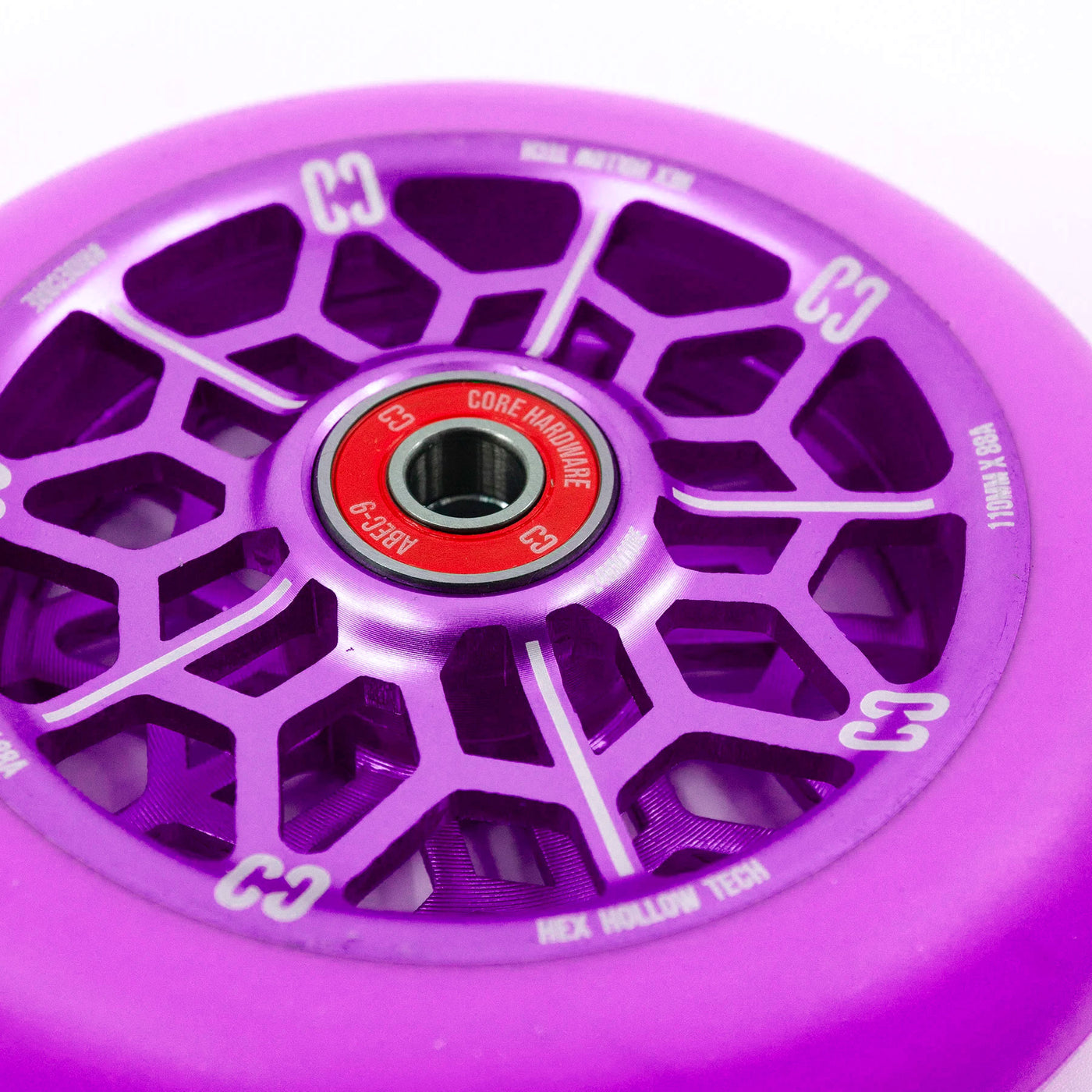 CORE Hex Hollow Purple Scooter Wheel 110 MM I Scooter Wheel Zoomed In