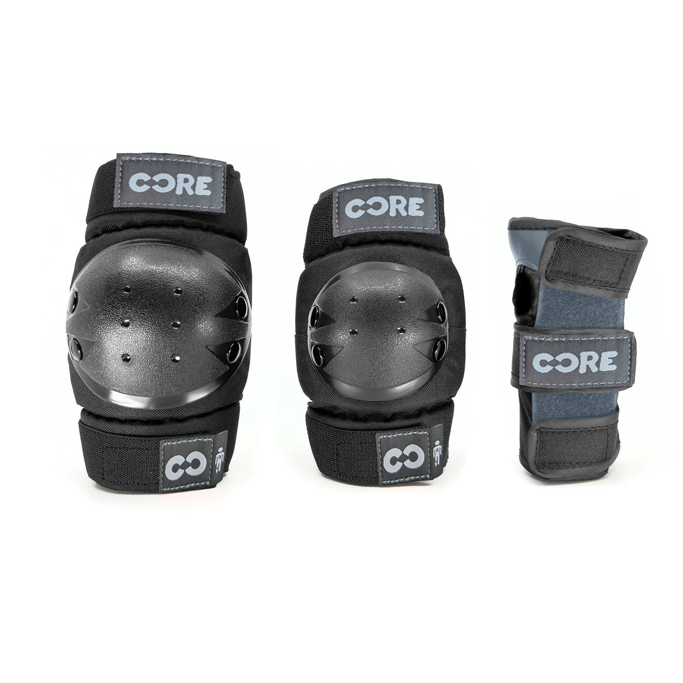 CORE Kids Protection Junior Triple Pad Set (Knee/Elbow/Wrist) + Carry Bag - Black