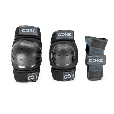 CORE Kids Protection Junior Triple Pad Set (Knee/Elbow/Wrist) + Carry Bag - Black