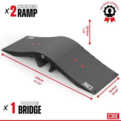 CORE Skate Ramp - Mini Wave Ramp Set (2 Kickers & Bridge)