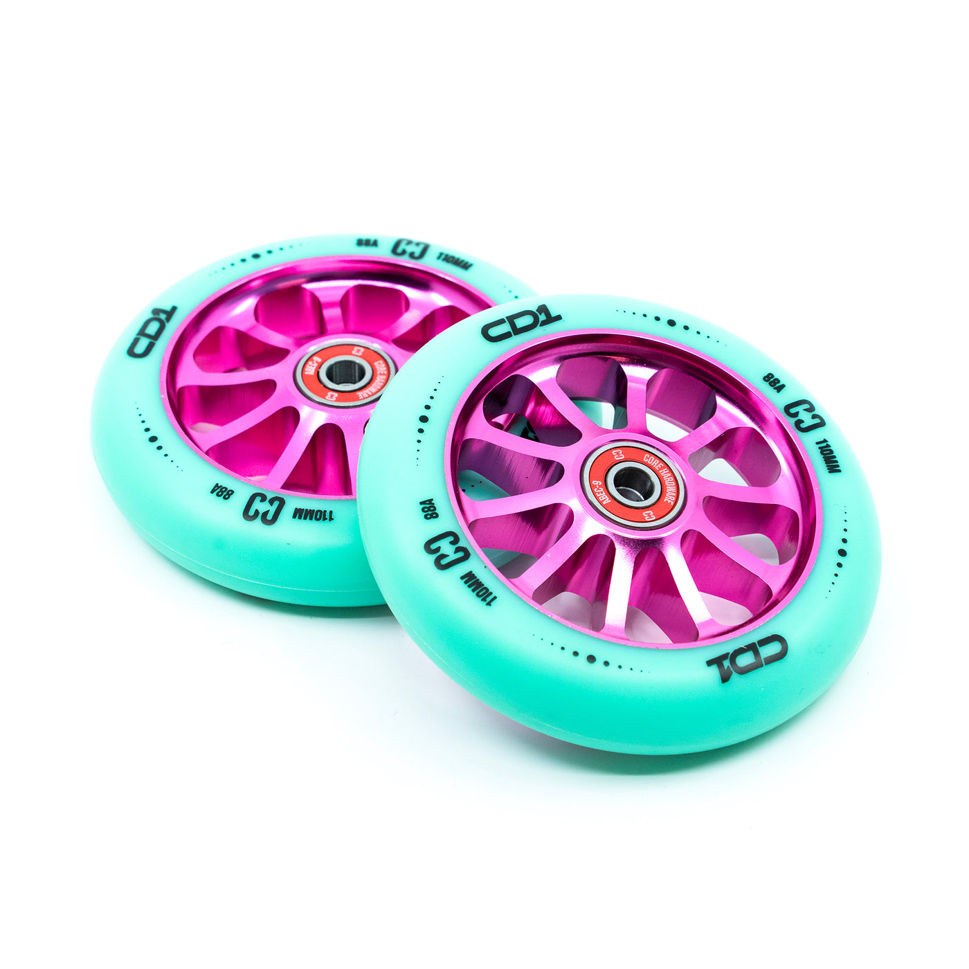 CORE CD1 Spoked Stunt Scooter Wheel 110mm - Teal/Pink