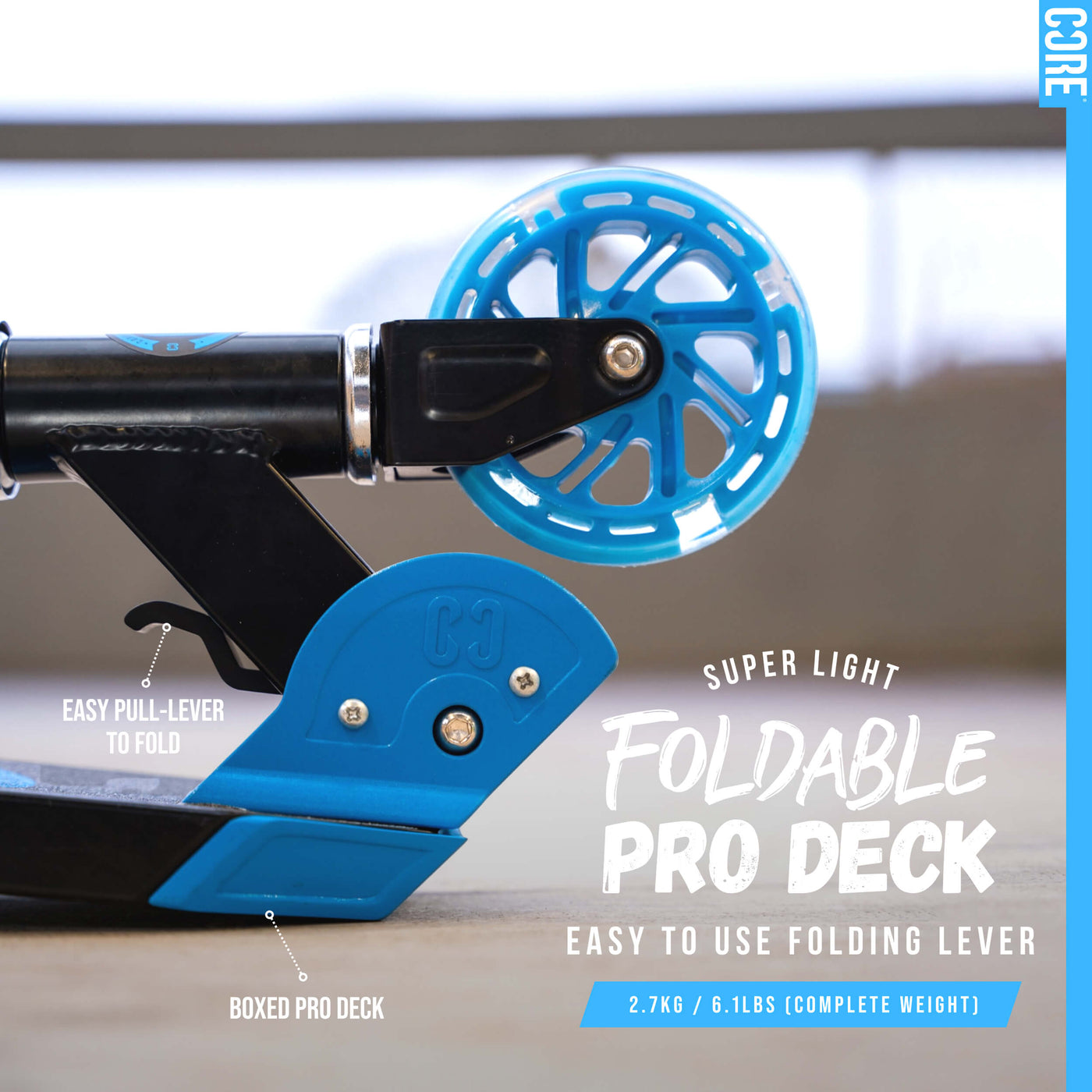 CORE Kids Foldy Junior Kick Scooter Bundle – Black/Blue