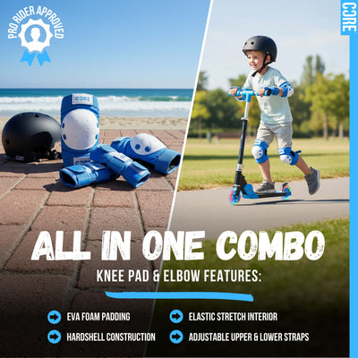 CORE Kids Foldy Junior Kick Scooter Bundle – Black/Blue