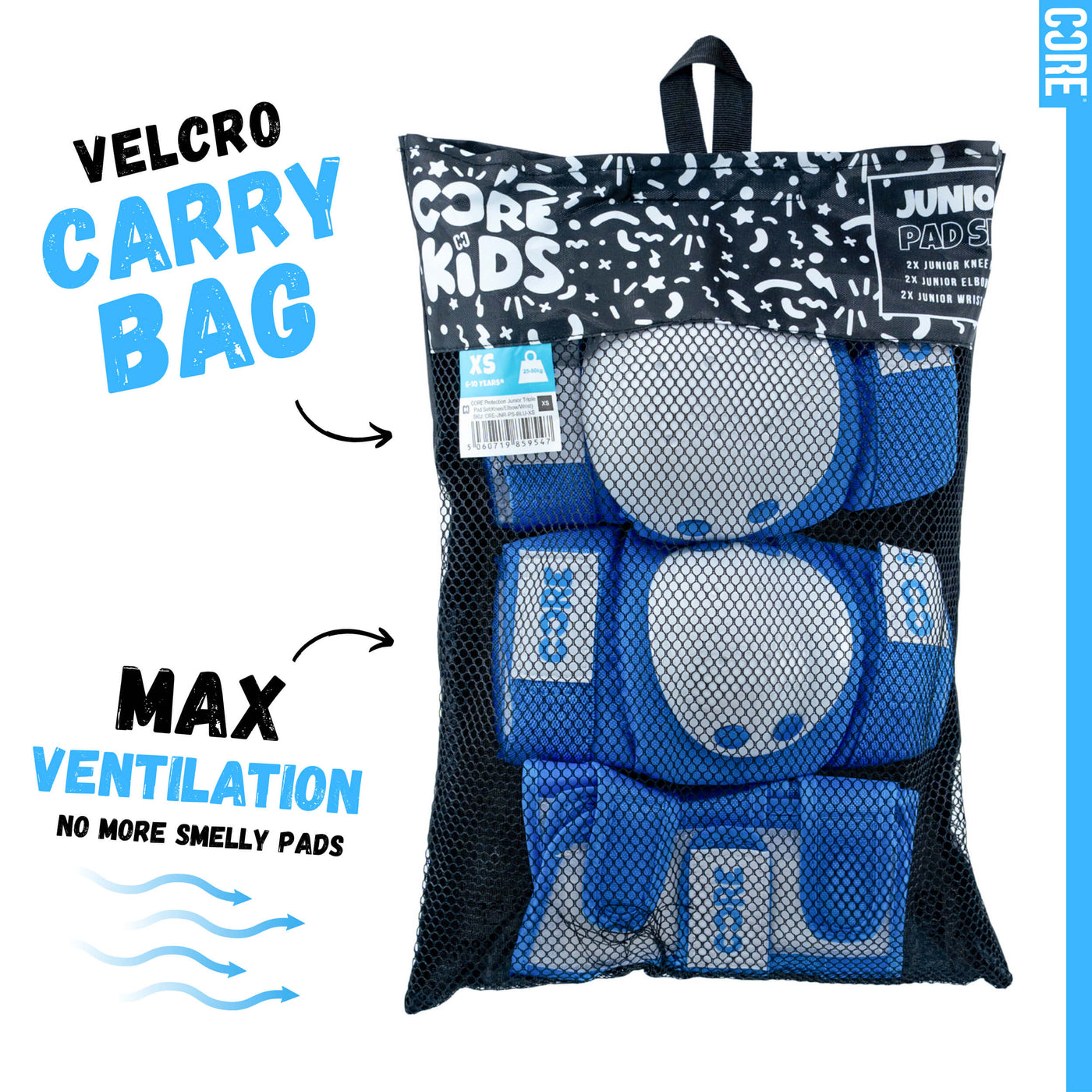 CORE Kids Foldy Junior Kick Scooter Bundle – Black/Blue