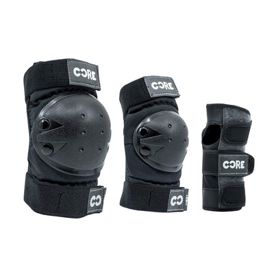 CORE Kids Protection Junior Triple Pad Set (Knee/Elbow/Wrist) + Carry Bag - Black