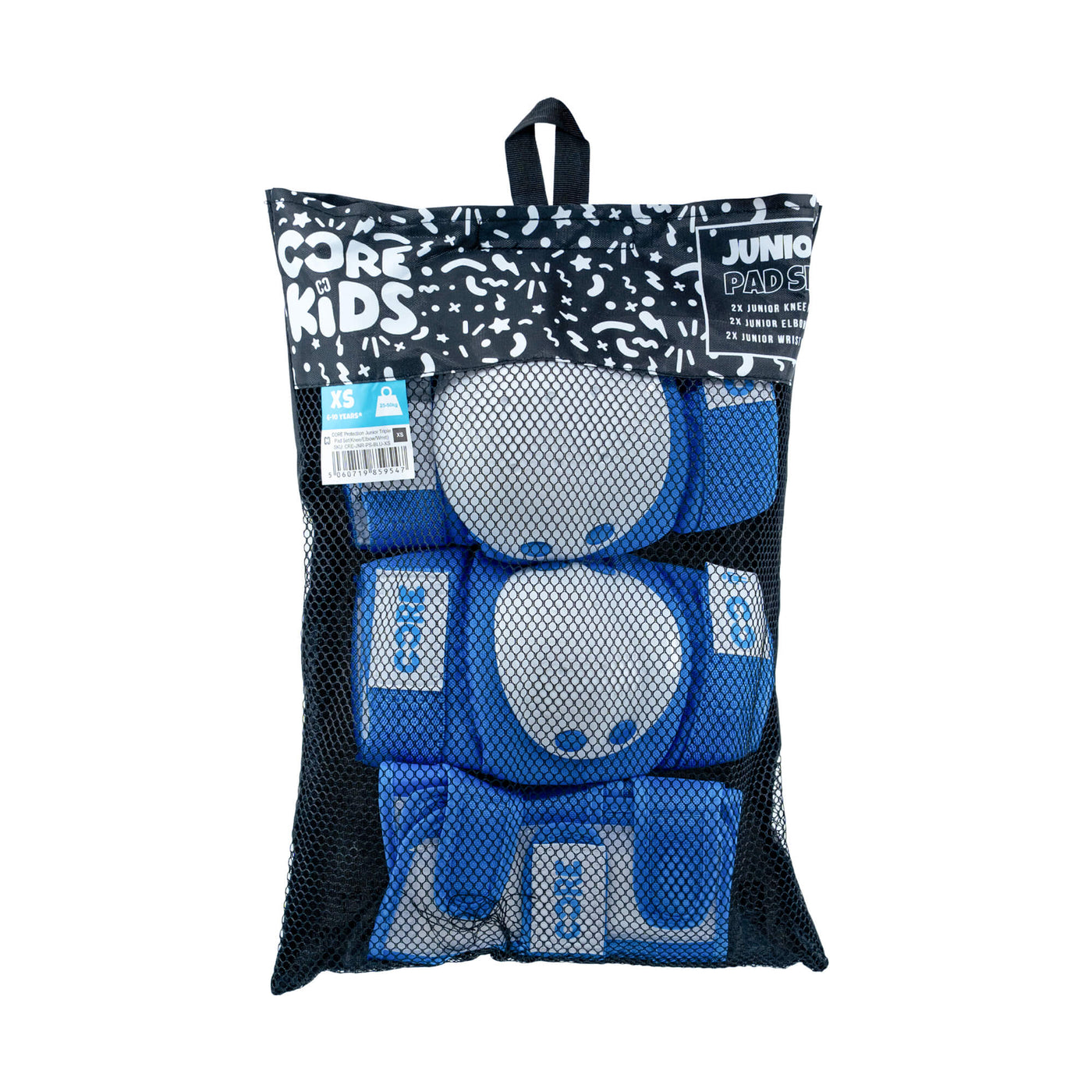 CORE Kids Junior Triple Pad Set (Knee/Elbow/Wrist) + Carry Bag - Blue