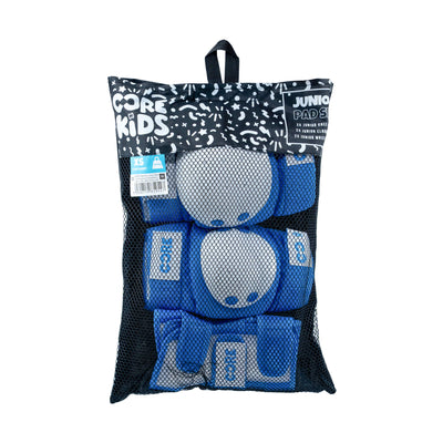 CORE Kids Junior Triple Pad Set (Knee/Elbow/Wrist) + Carry Bag - Blue