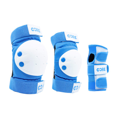 CORE Kids Junior Triple Pad Set (Knee/Elbow/Wrist) + Carry Bag - Blue