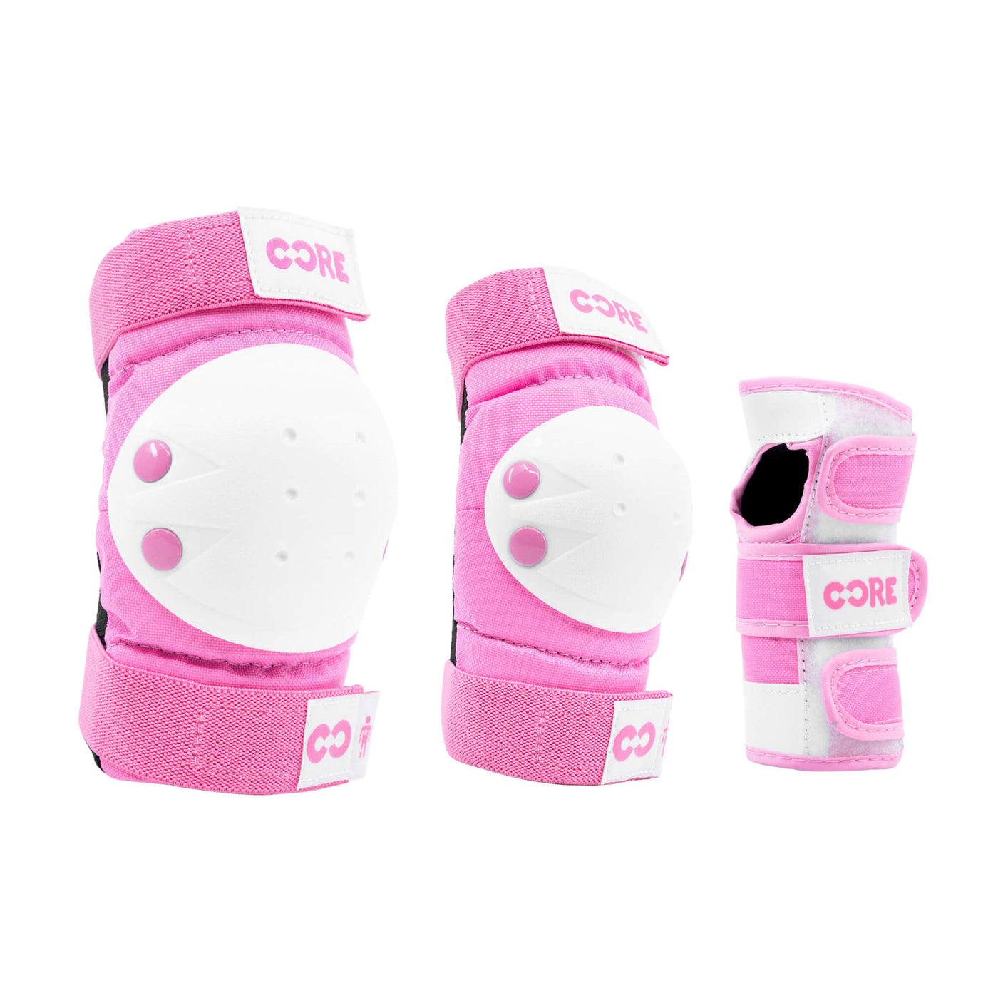 CORE Kids Junior Triple Pad Set (Knee/Elbow/Wrist) + Carry Bag - Pink