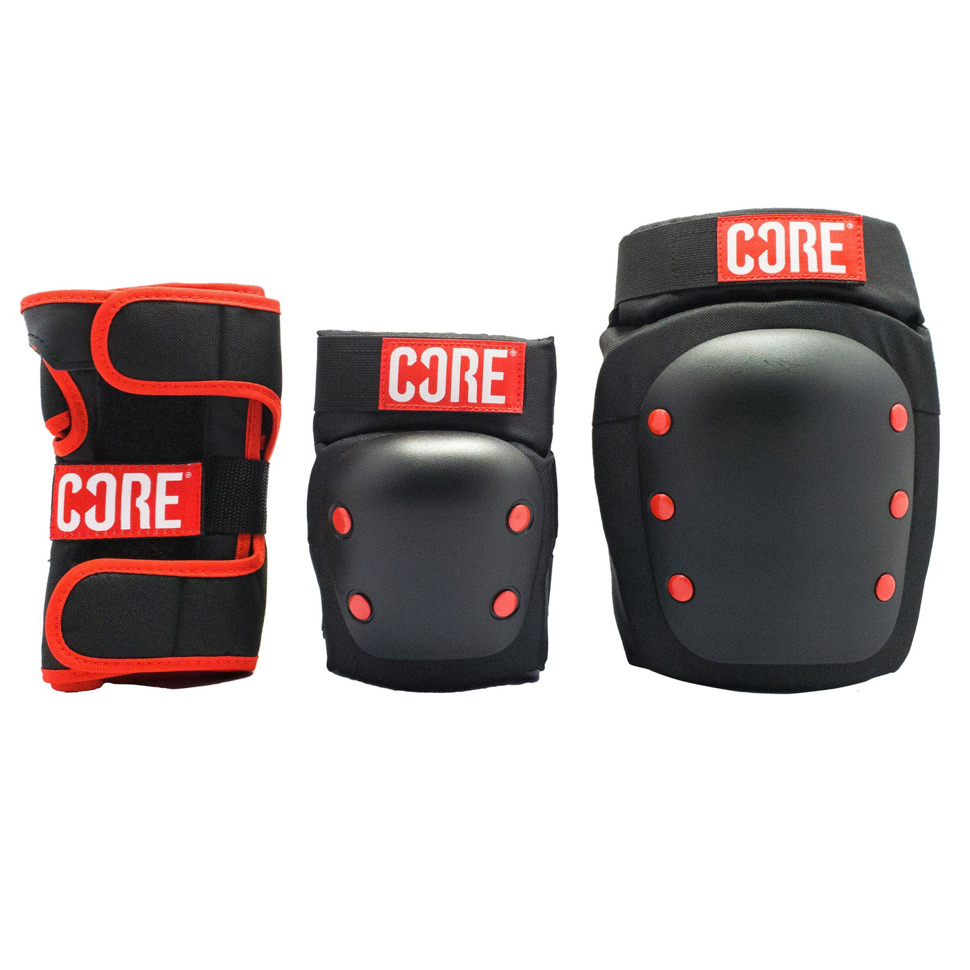 CORE Skateboard Protective Gear Pad Set Red I Skateboard Protective Gear