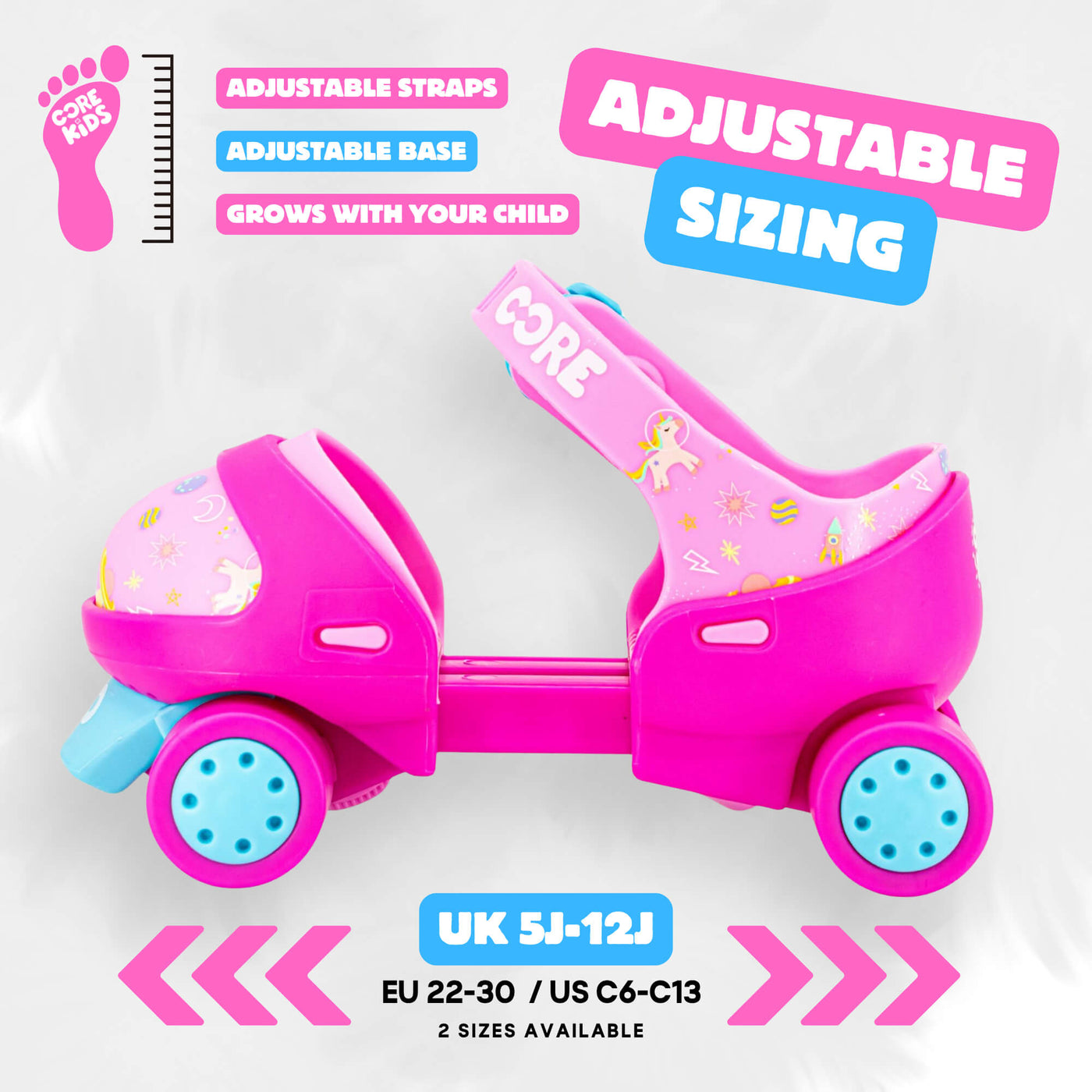 CORE Kids Stomp & Roll Adjustable Learner Skate - Pink/Blue