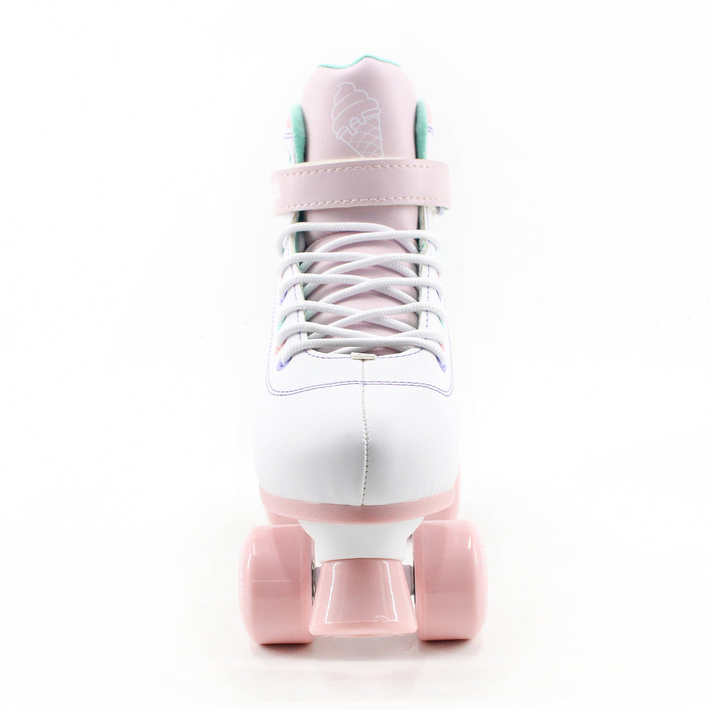 CREAM Scoop Quad Roller Skates, Adjustable - Hearts, White/Pink