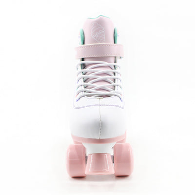 CREAM Scoop Quad Roller Skates, Adjustable - Hearts, White/Pink