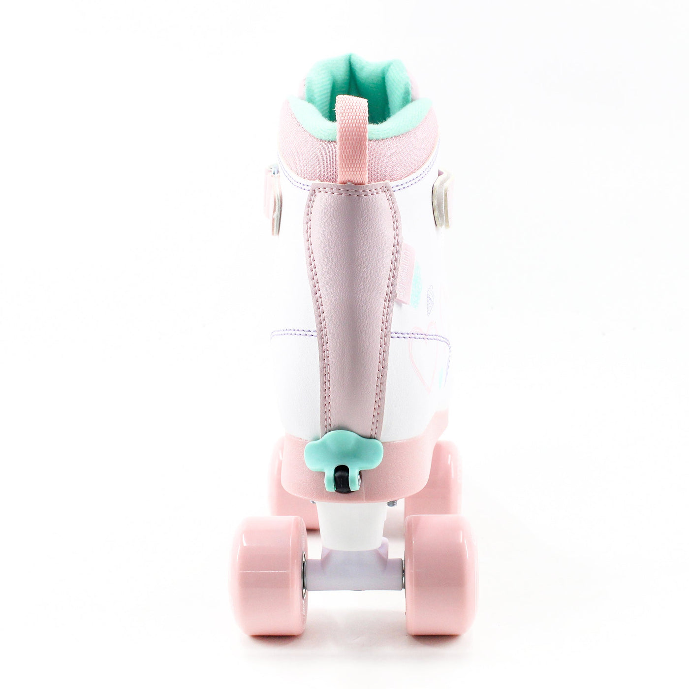 CREAM Scoop Quad Roller Skates, Adjustable - Hearts, White/Pink