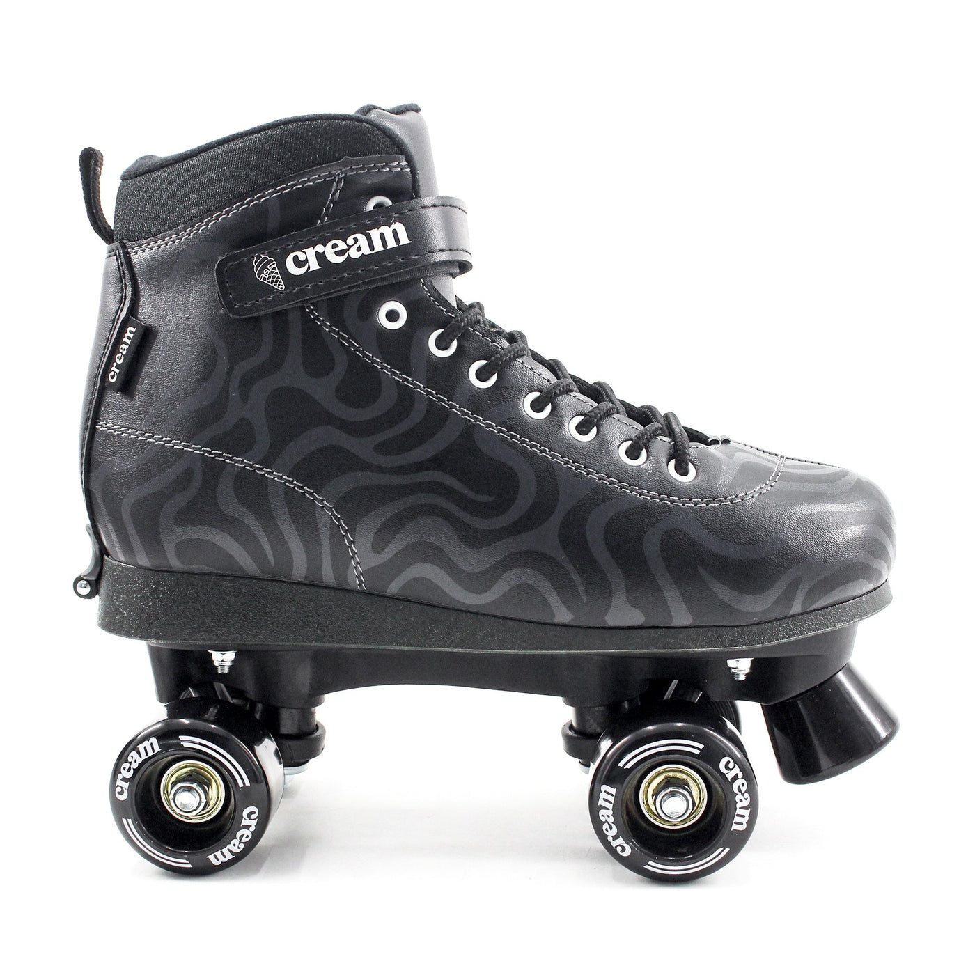 CREAM Scoop Quad Roller Skates, Adjustable - Wave, Black