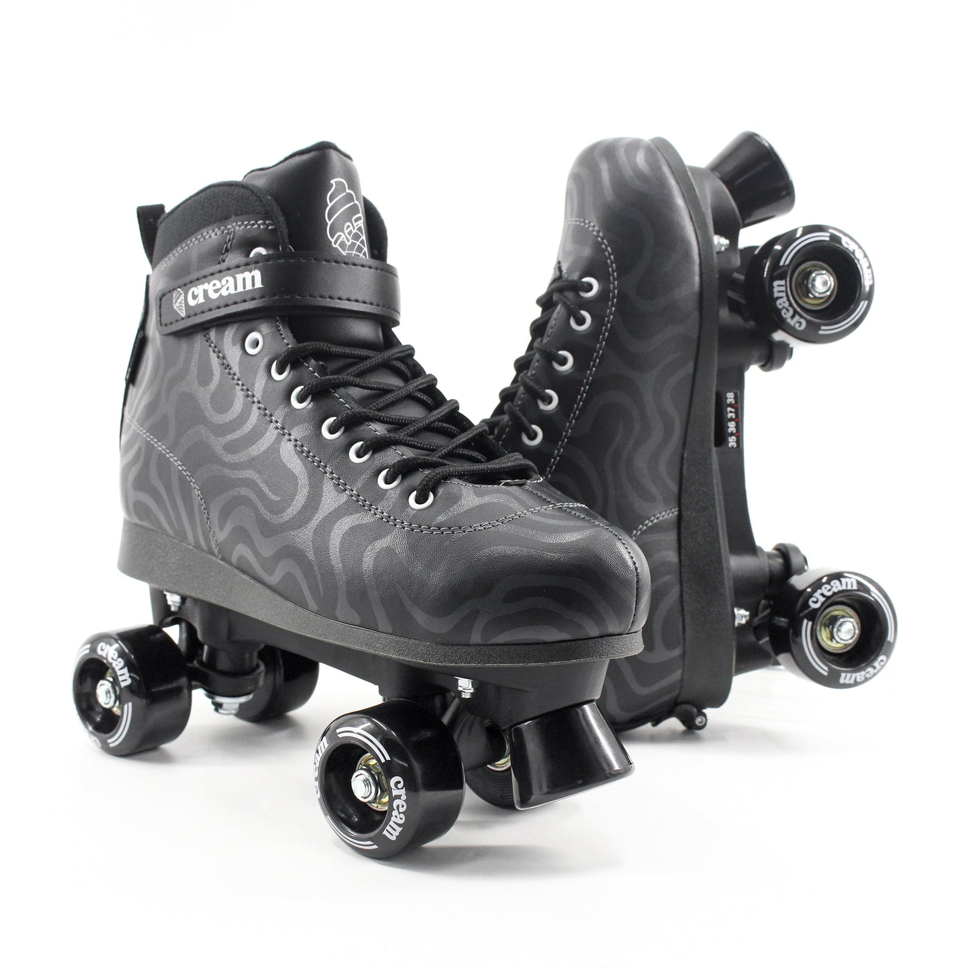 CREAM Scoop Quad Roller Skates, Adjustable - Wave, Black