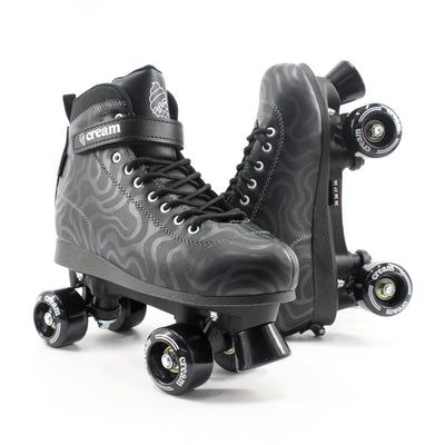 CREAM Scoop Quad Roller Skates, Adjustable - Wave, Black