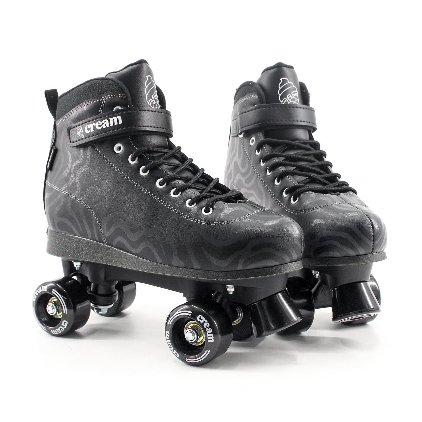 CREAM Scoop Quad Roller Skates, Adjustable - Wave, Black