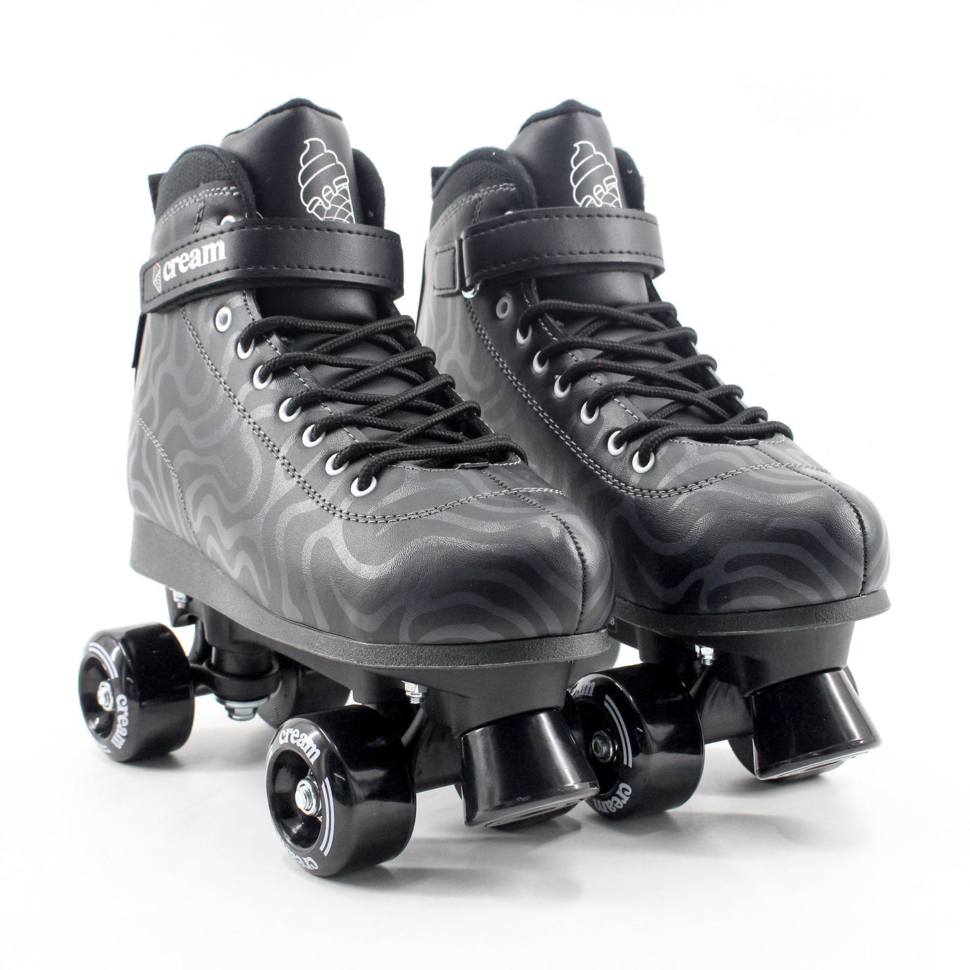 CREAM Scoop Quad Roller Skates, Adjustable - Wave, Black