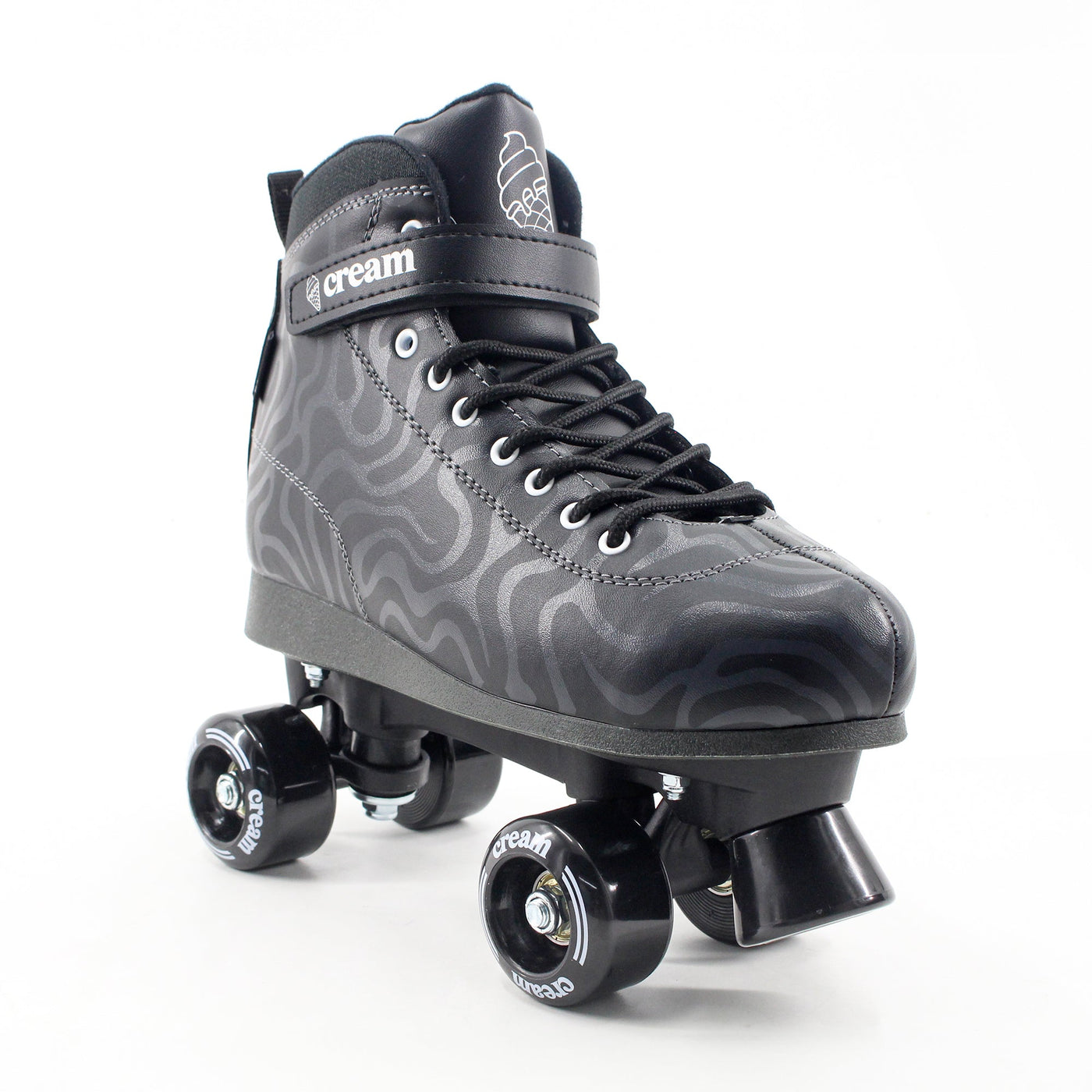 CREAM Scoop Quad Roller Skates, Adjustable - Wave, Black