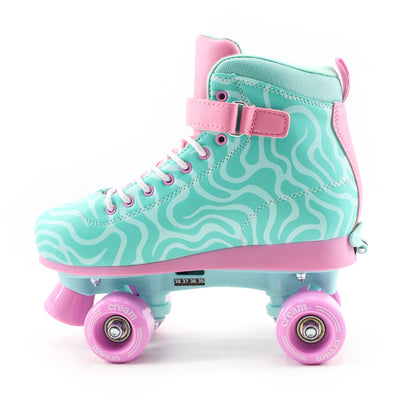 CREAM Scoop Quad Roller Skates, Adjustable - Wave, Teal/Pink
