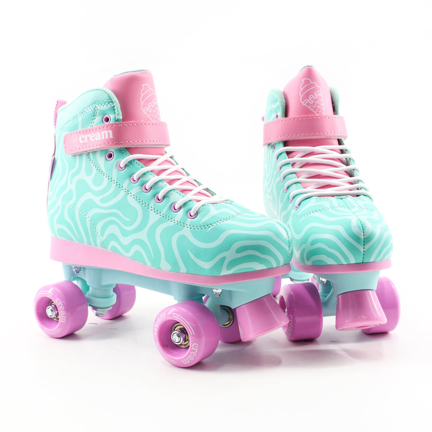 CREAM Scoop Quad Roller Skates, Adjustable - Wave, Teal/Pink