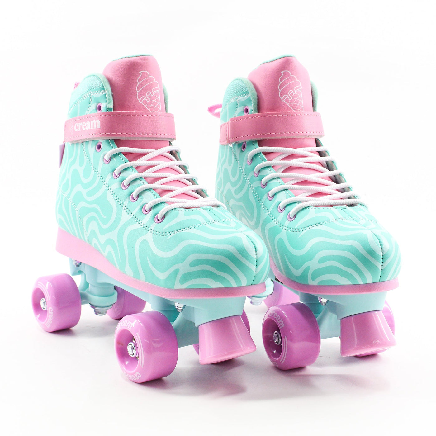 CREAM Scoop Quad Roller Skates, Adjustable - Wave, Teal/Pink