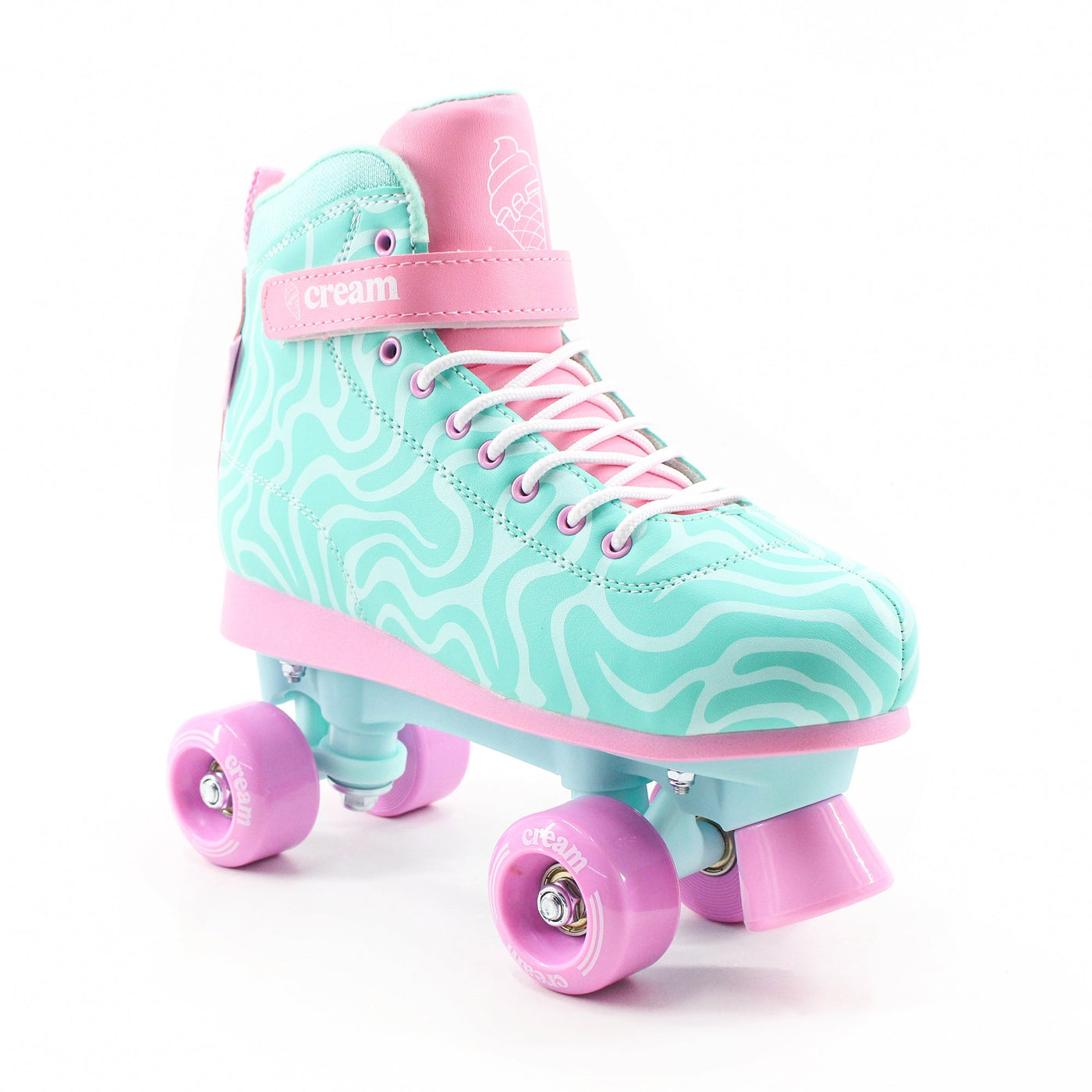 CREAM Scoop Quad Roller Skates, Adjustable - Wave, Teal/Pink