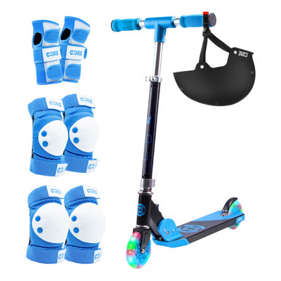CORE Kids Foldy Junior Kick Scooter Bundle – Black/Blue