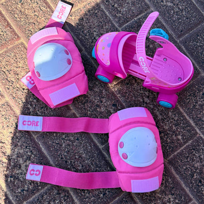 CORE Kids Junior Triple Pad Set (Knee/Elbow/Wrist) + Carry Bag - Pink