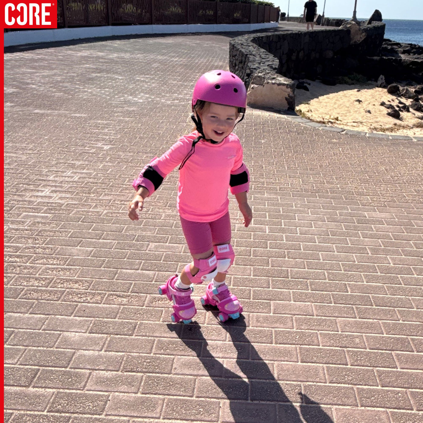 CORE Kids Junior Triple Pad Set (Knee/Elbow/Wrist) + Carry Bag - Pink