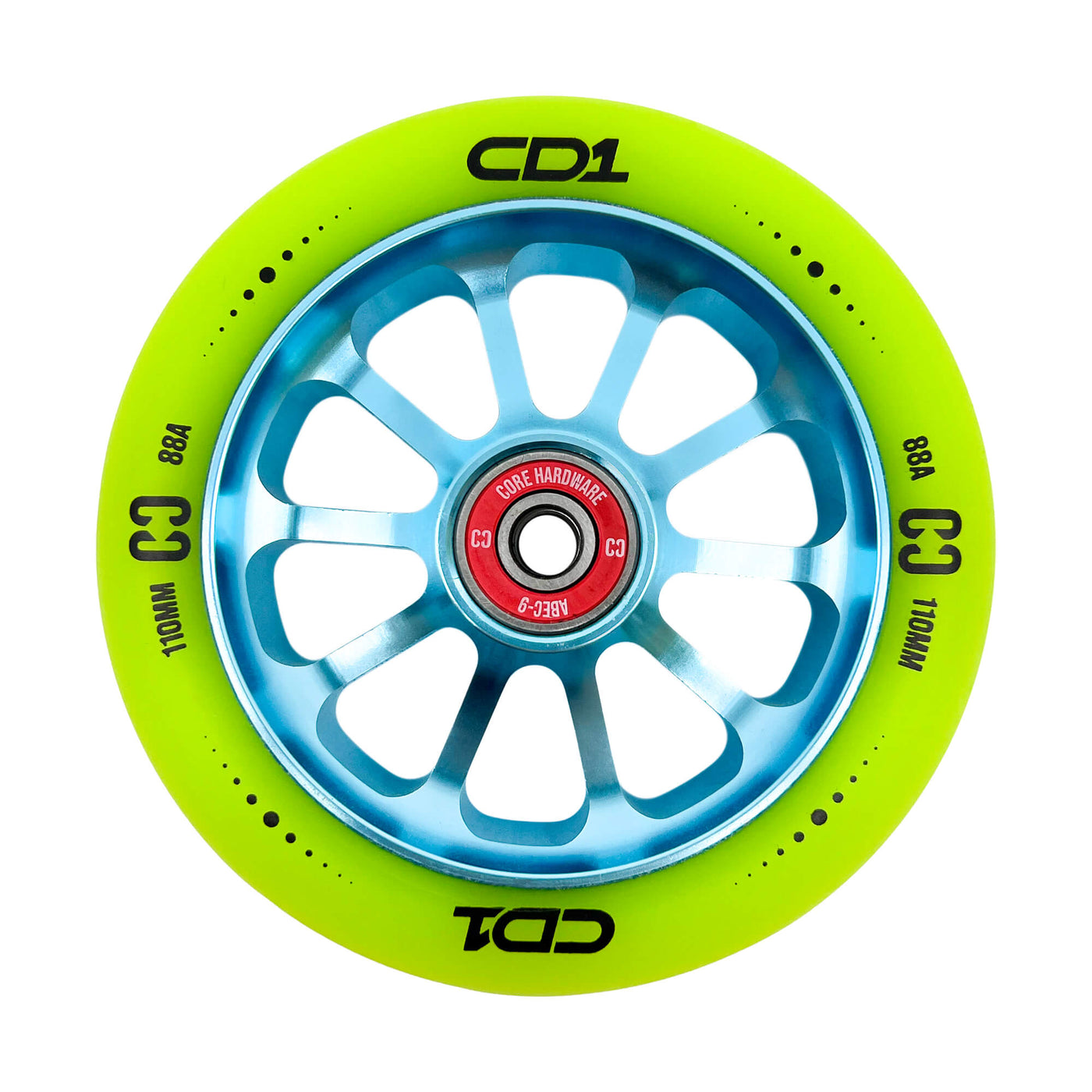 CORE CD1 Spoked Stunt Scooter Wheel 110mm - Lime/Blue