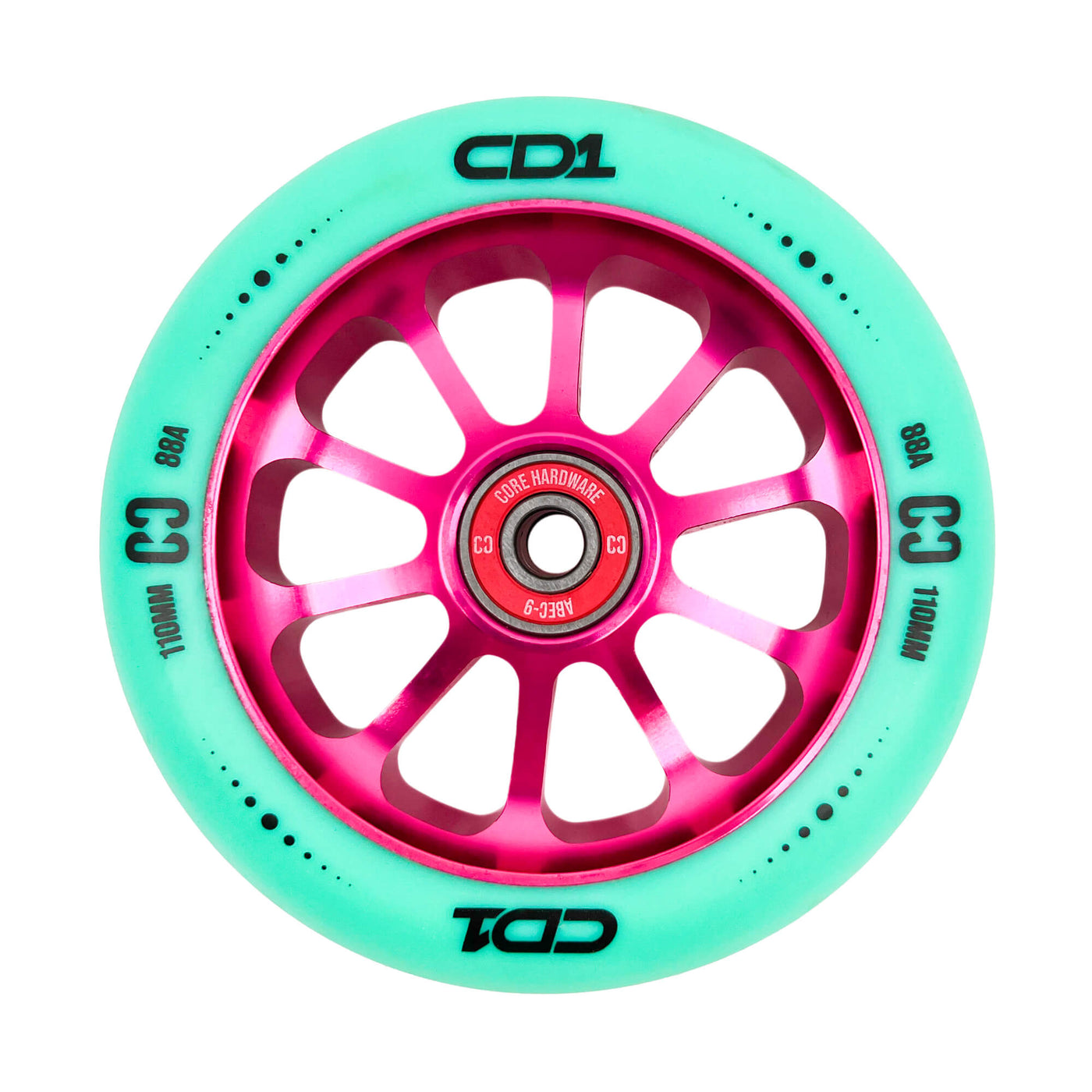 CORE CD1 Spoked Stunt Scooter Wheel 110mm - Teal/Pink
