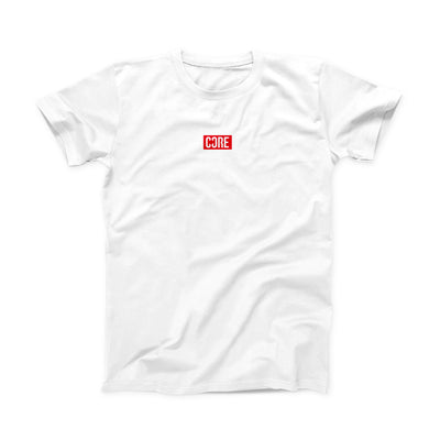 CORE Mini Box Logo T-Shirt – Weiß/Rot